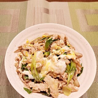 めんつゆで簡単！豚肉と ごぼう で柳川風丼